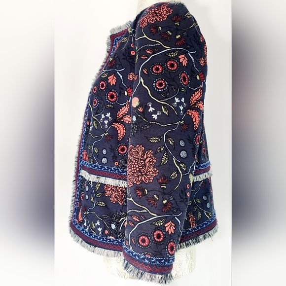 Loft womens floral & fringe cropped jacket - Picture 3 of 12